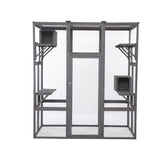Oversized Cat Cage – Multi-Level Grey Indoor Enclosure with Platforms, Ladders & Lockable Doors for Cats & Kittens