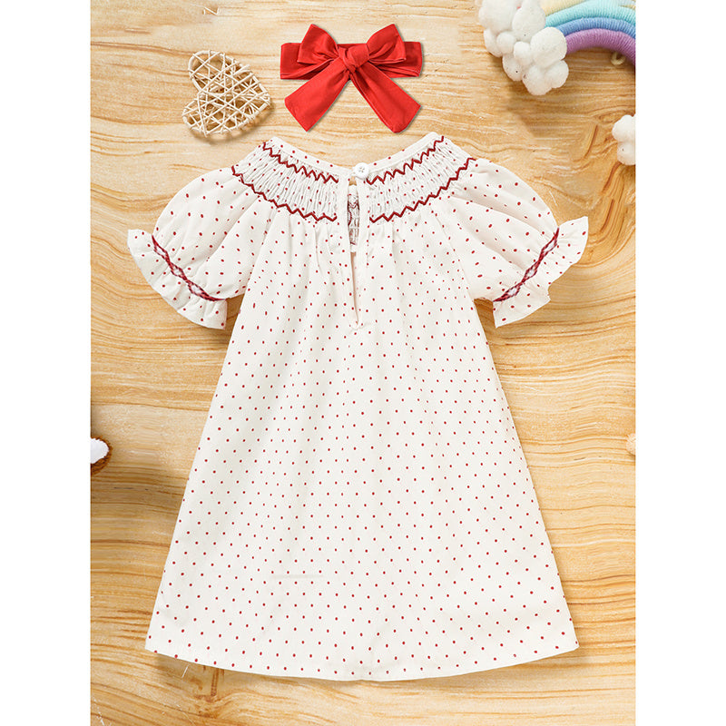 Baby Girls Valentine’s Day Dress ❤️ Heart Embroidery Party Outfit with Headband 🎀