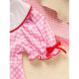Sweet Baby Toddler Girls Short Sleeve Letter & Heart Print Doll Collar Dress with Matching Headband