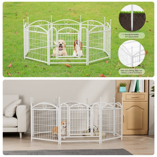24-Inch Indoor Dog Playpen – 8-Panel Foldable Metal Pet Exercise Pen for Puppies & Small Dogs