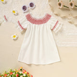 Infant Baby Girl Valentine’s Day Dress ❤️ White Lace with Red Embroidery (111 karakter ✅)