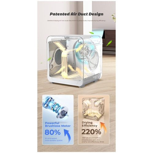 Pet Dryer Room – Automatic Pet Drying Box with Adjustable Temperature, Quiet Airflow & Safe Grooming for Cats and Dogs