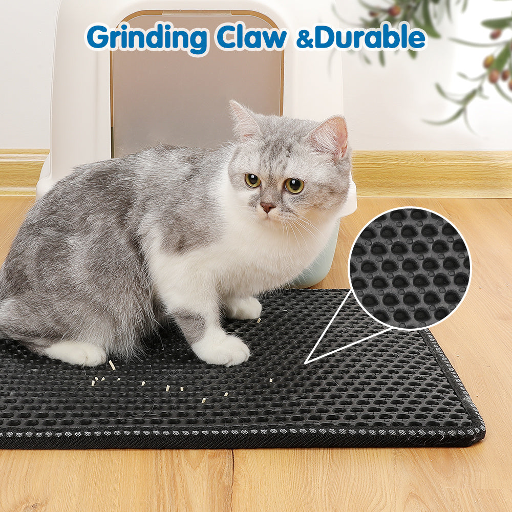 Double Rice Grain Cat Litter Mat – Waterproof Splash Guard & Filter Pad for Easy Cleaning and Mess-Free Homes