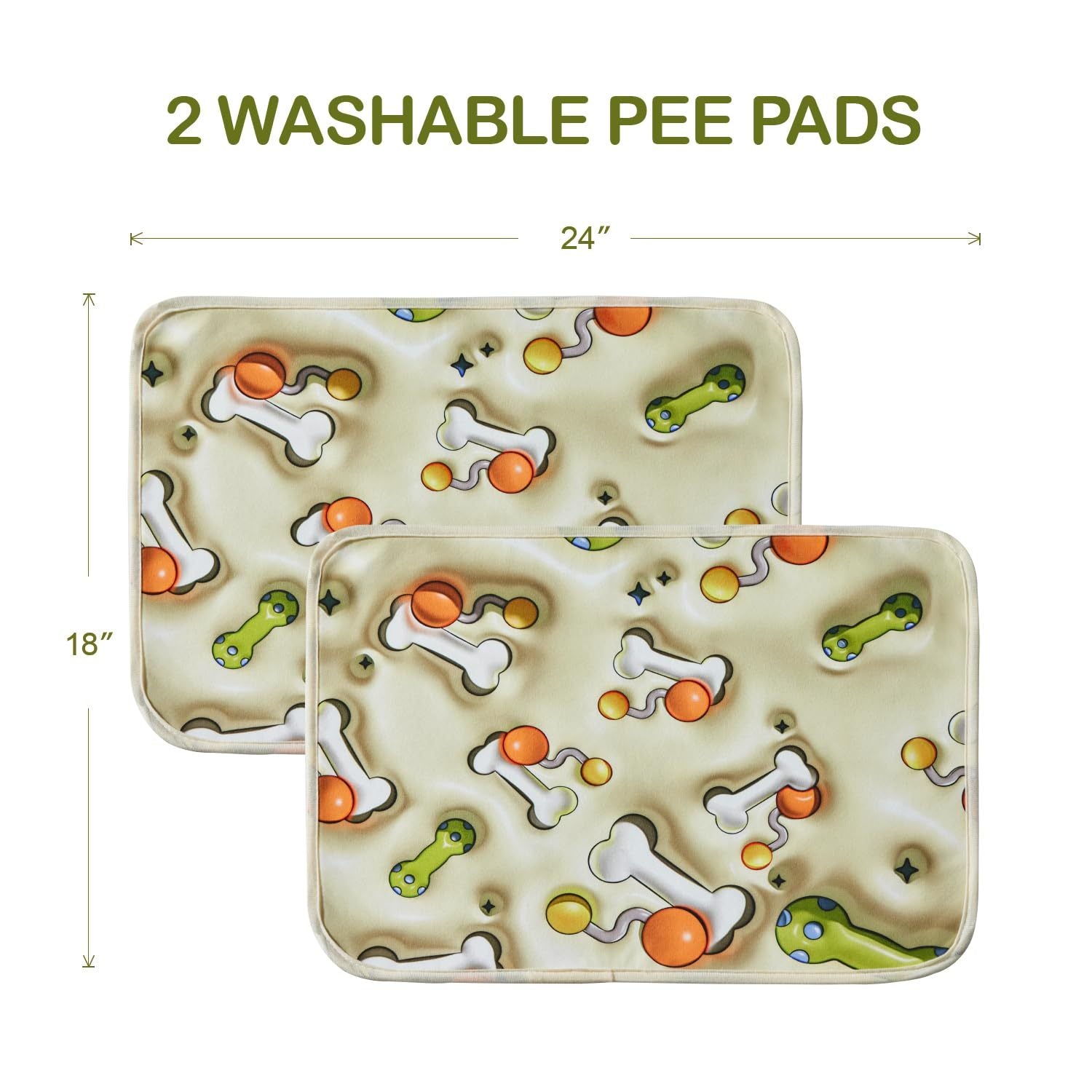 Qeils Reusable Puppy Pads – 2 Pack 3D Printed Washable Pee Pads for Dogs, Super Absorbent Leakproof Training Mats with Non-Slip Bottom