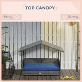 PawHut Wicker Dog House – Outdoor Rattan Bed with Canopy & Water-Resistant Cushion for Small & Medium Dogs