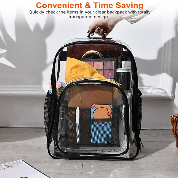 Large Transparent School Bag – Clear Backpack for School, Stadium, Travel & Events