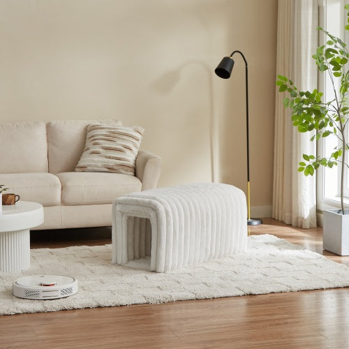 Ottoman Storage Bench – Cozy Corduroy Pet Hideaway for Cats, Dual-Purpose Living Room & Bedroom Furniture