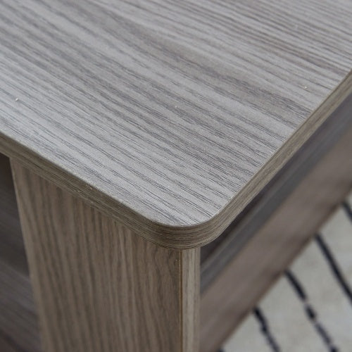 Modern Gray Textured Coffee Table ☕ Double-Layer MDF Living Room Table – Practical Design for Home & Office