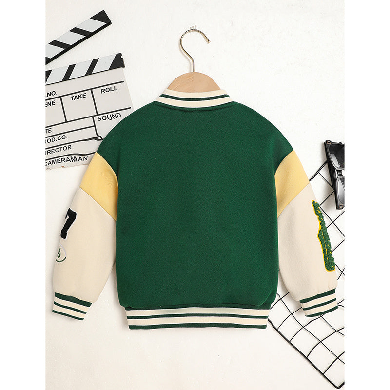 Toddler Kids Girls & Boys Embroidery Letters Print Jacket – Baseball Collar Casual Sports Coat
