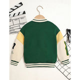 Toddler Kids Girls & Boys Embroidery Letters Print Jacket – Baseball Collar Casual Sports Coat
