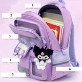 Kuromi Lightweight Backpack – Multi-Compartment Student Organizer with Adjustable Straps & Violet White Oxford Fabric Design
