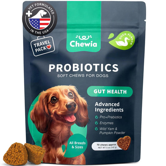 Probiotics for Dogs – 180 Chews with Digestive Enzymes for Gut Health, Immunity, Yeast Balance & Allergy Relief