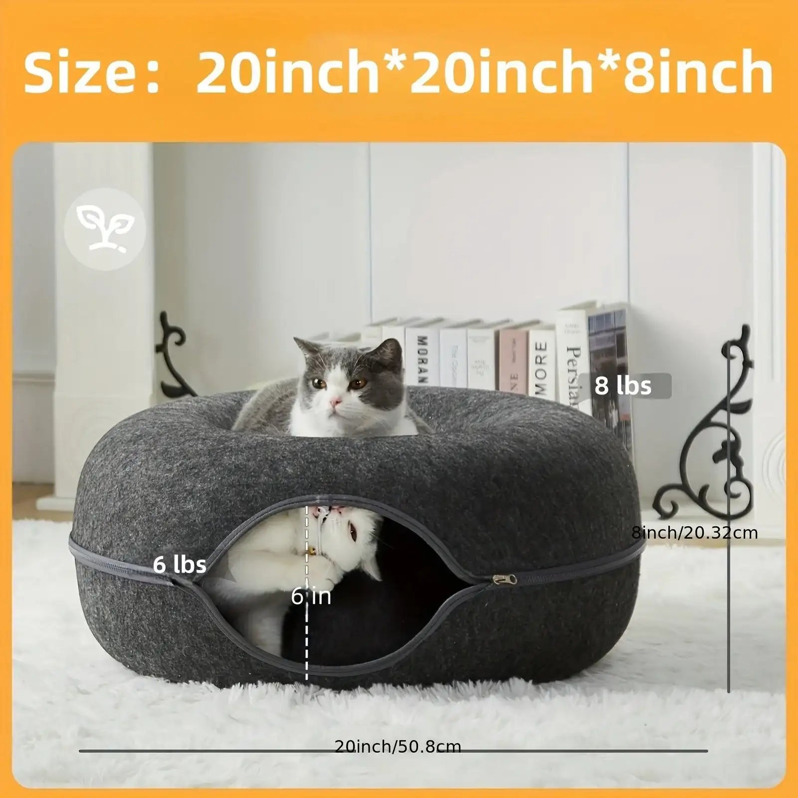Peekaboo Cat Cave for Indoor Cats, Cat Donut Cat Tunnel Bed, Scratch Resistant Cat Toys for Medium Large Cats - PulinGO