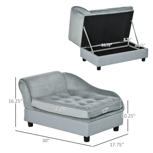 Luxury Small Dog Bed – Plush Sofa-Style Pet Couch with Hidden Storage, Washable Cushion & Non-Slip Base