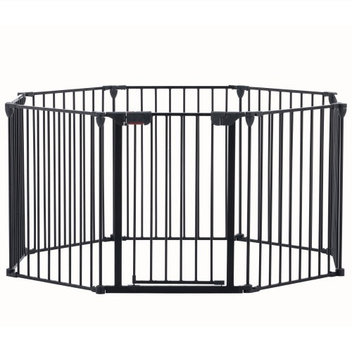 200" Adjustable Safety Gate – 8-Panel Metal Play Yard & Door Gate, Configurable Freestanding Barrier for Stairs, Fireplaces, Pets & Christmas Trees