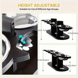 Anti-Vomiting Elevated Cat Bowls – Adjustable Stand with 3 Steel Dishes - PulinGO