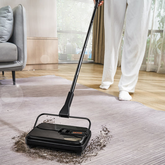 VEVOR Manual Carpet and Floor Sweeper - Non-Electric Cleaner for Dust and Pet Hair with Easy-Empty Dustbin & Cleaning Comb