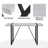 Modern 55-Inch Dining Table – Rectangular Gray MDF Top with Metal Frame, Easy Assembly for 4 People