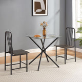 3-Piece Modern Bistro Set for 2 - Square Glass Dining Table with 2 Chairs
