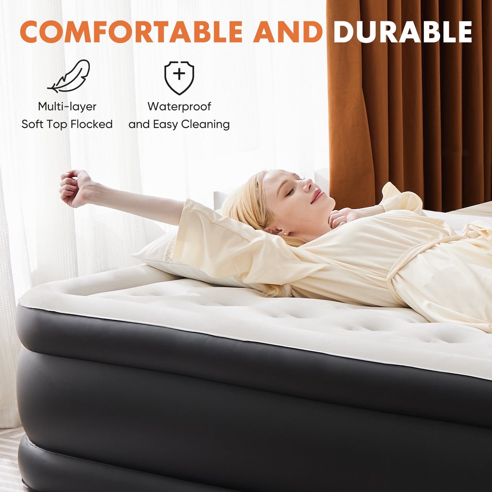 Queen Air Mattress with Built-in Pump - 18" Double-Height Inflatable Guest Bed