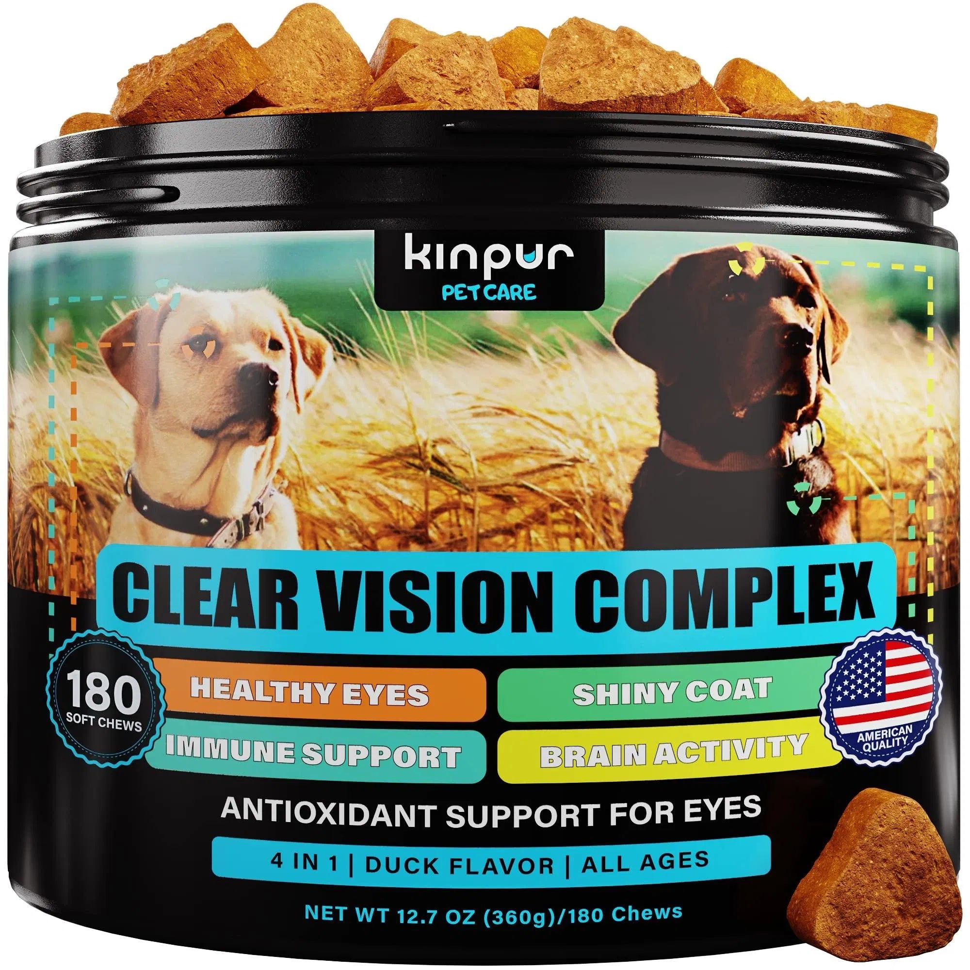 Eye Vitamins for Dogs – Vision & Eye Care Supplement with Tear Stain Support and Immune Boost