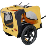 Yellow Heavy-Duty Foldable Pet Stroller & Bike Trailer – Weatherproof with Quick-Release Wheels & Ventilated Canopy