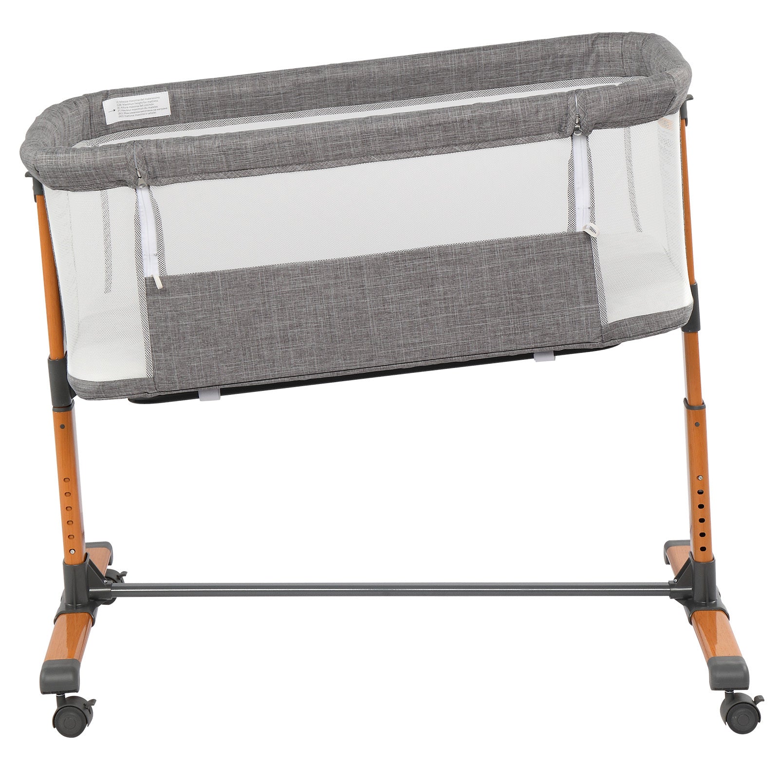 50D Cationic Cloth Bassinet Bed for Babies – Foldable & Breathable Grey Cradle