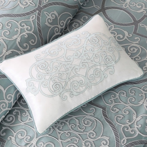 12-Piece Comforter Set with Cotton Bed Sheets – Soft & Stylish Blue Bedding for Queen Bed