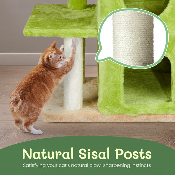 3-Inch Speaker-Shaped Double-Layer Cat House Hammock Bed – Yellow & Green Indoor Cat Furniture with Cozy Design