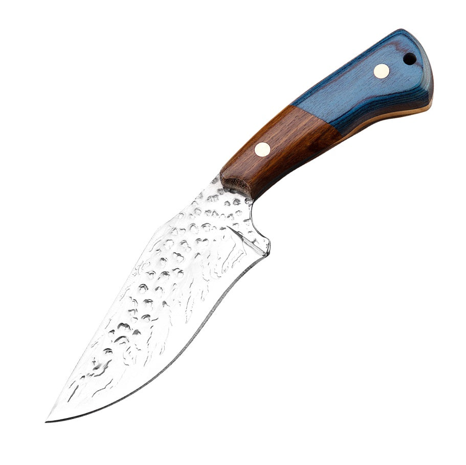 Colored Wood Blue Fire Handle Knife – Compact Kitchen Blade with Striking Blue-Fire Wood Handle
