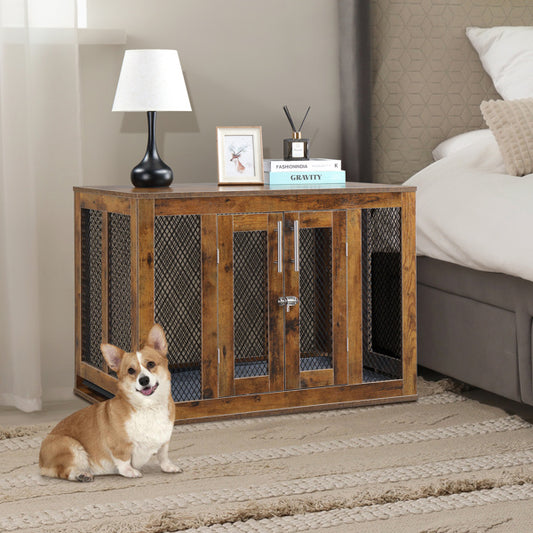 Multi-Functional Kennel – Rustic Pet Crate & Functional Side Table for Dogs, Cats, Rabbits & More