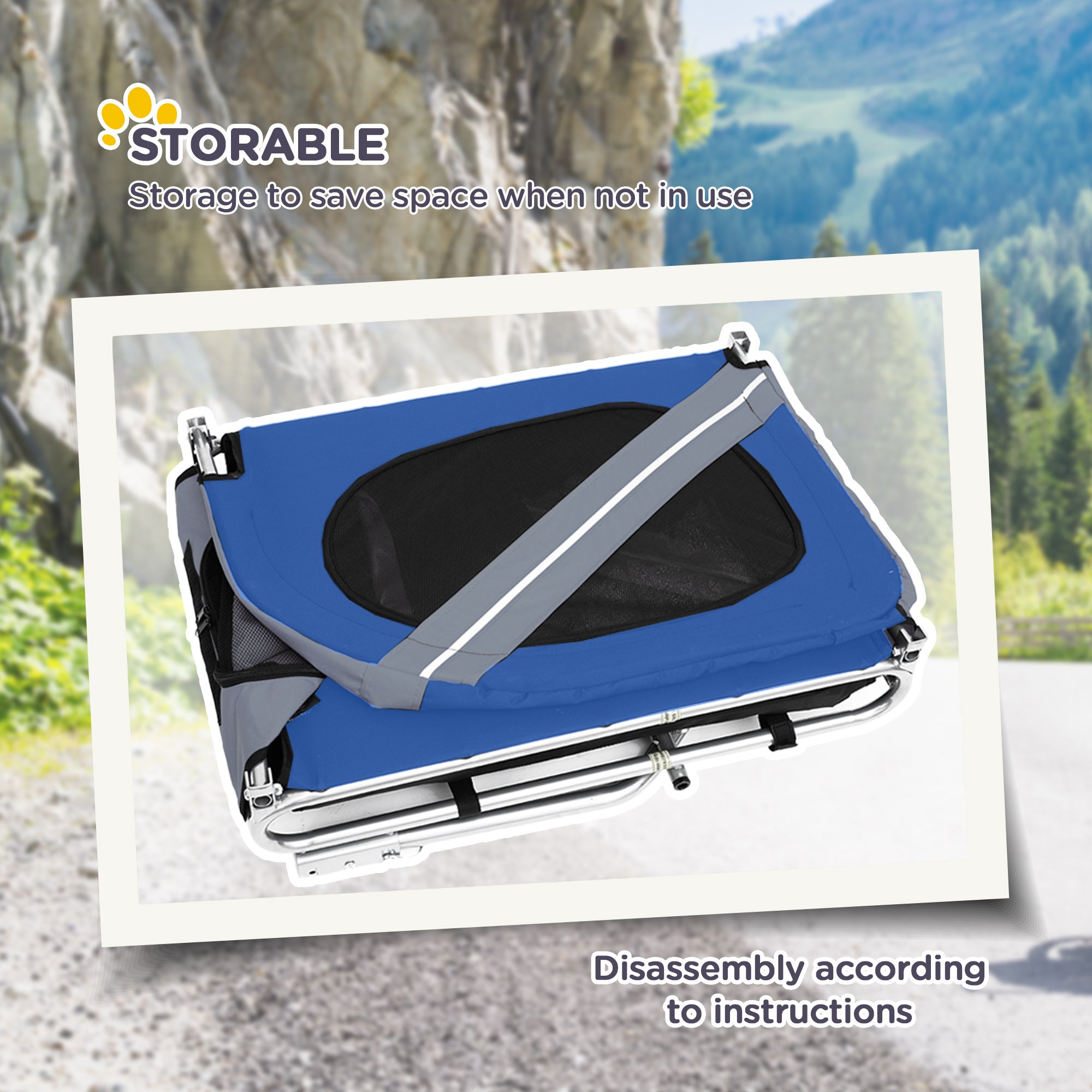 Foldable Pet Bicycle Cargo Trailer – Heavy-Duty with Ventilation Mesh & Safety Flag
