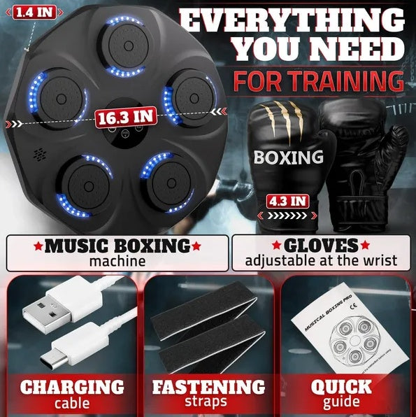 Music Boxing Machine – Wall-Mounted Bluetooth Punching Pad with Lights & Sound Effects 🎶🥊🔥