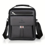 Leather Messenger Crossbody Shoulder Bag for Men – Work, Business & Casual Travel Bag with Adjustable Strap & Metal Zipper