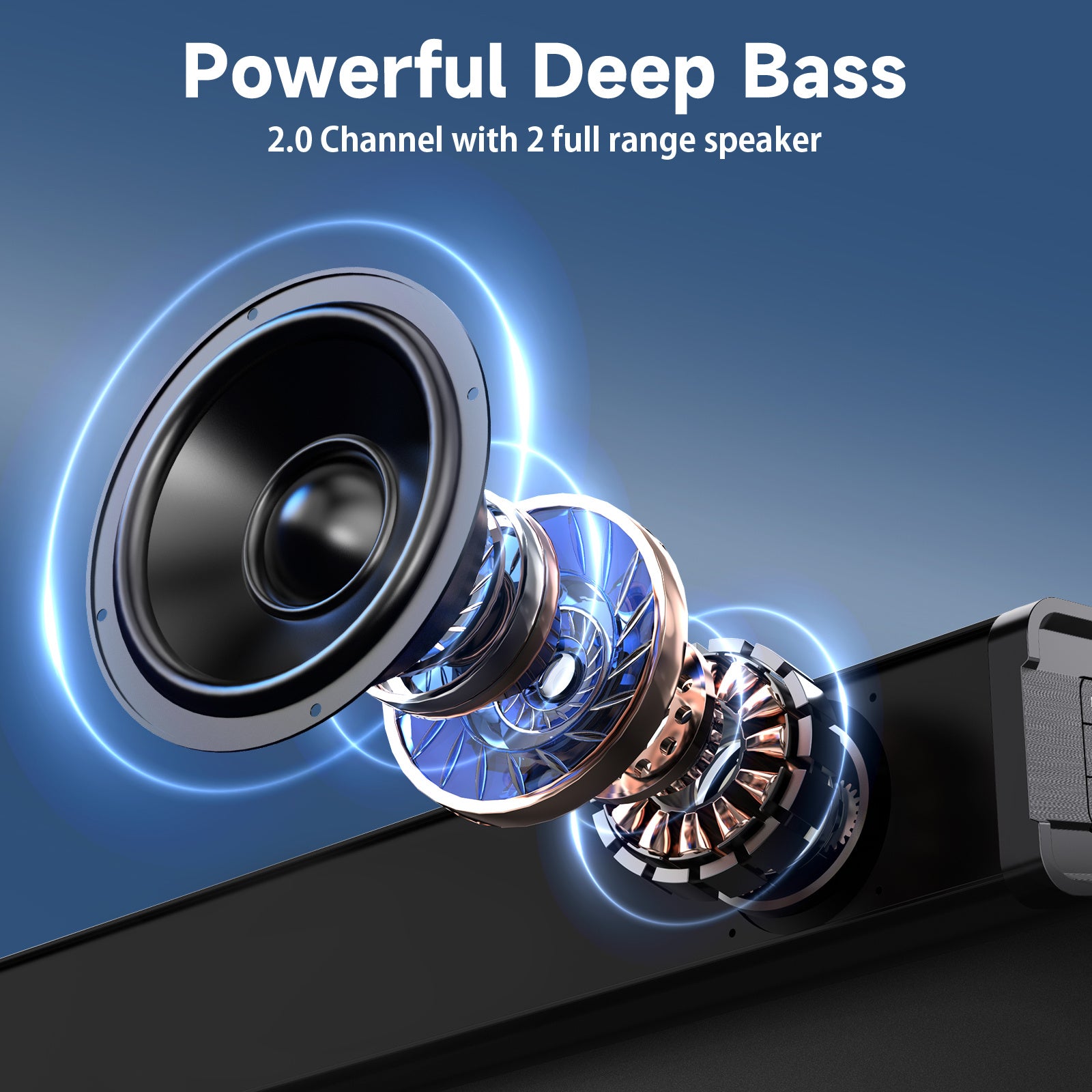 Immersive TV Soundbar with Powerful Subwoofer