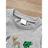 2Pcs Newborn Baby Boy Outfit – Long Sleeve Animal Print Romper with Matching Hat (Fall/Winter Set)