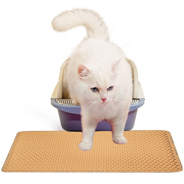 Double-Layer Rice-Shaped Cat Litter Pad – Waterproof EVA Non-Slip Mat for Cats, Easy Cleaning & Mess Prevention