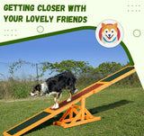 Wooden Dog Agility Seesaw – 71" Weather-Resistant Training & Exercise Equipment for Dogs, Outdoor Natural Wood Balance Board