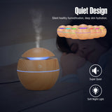 USB Aroma Humidifier Essential Oil Diffuser – Ultrasonic Cool Mist with 7-Color Changing LED Light, Wood Finish, 130ml