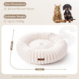 Mewoofun Donut Dog Bed – 25"x25"x7" Cream Calming Round Fluffy Washable Bed with Non-Slip Bottom for Small Dogs, Puppies & Cats