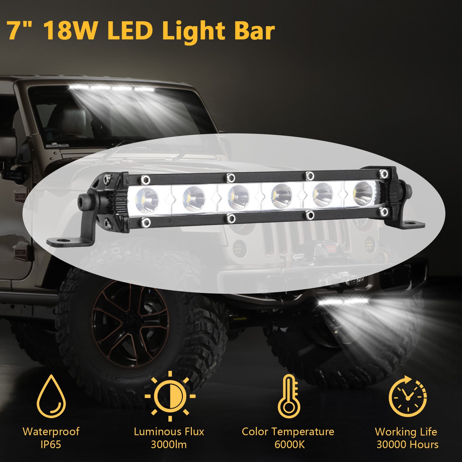 Durable 7in LED Offroad Light Bar with Ultra-Slim Design