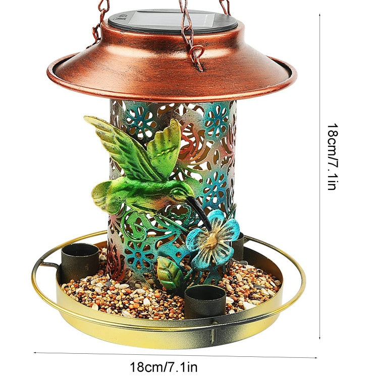 Solar Bird Feeder with Lantern Design – Hanging Metal Outdoor Bird Feeder with S-Hook, Solar Garden Light & Gift for Bird Lovers