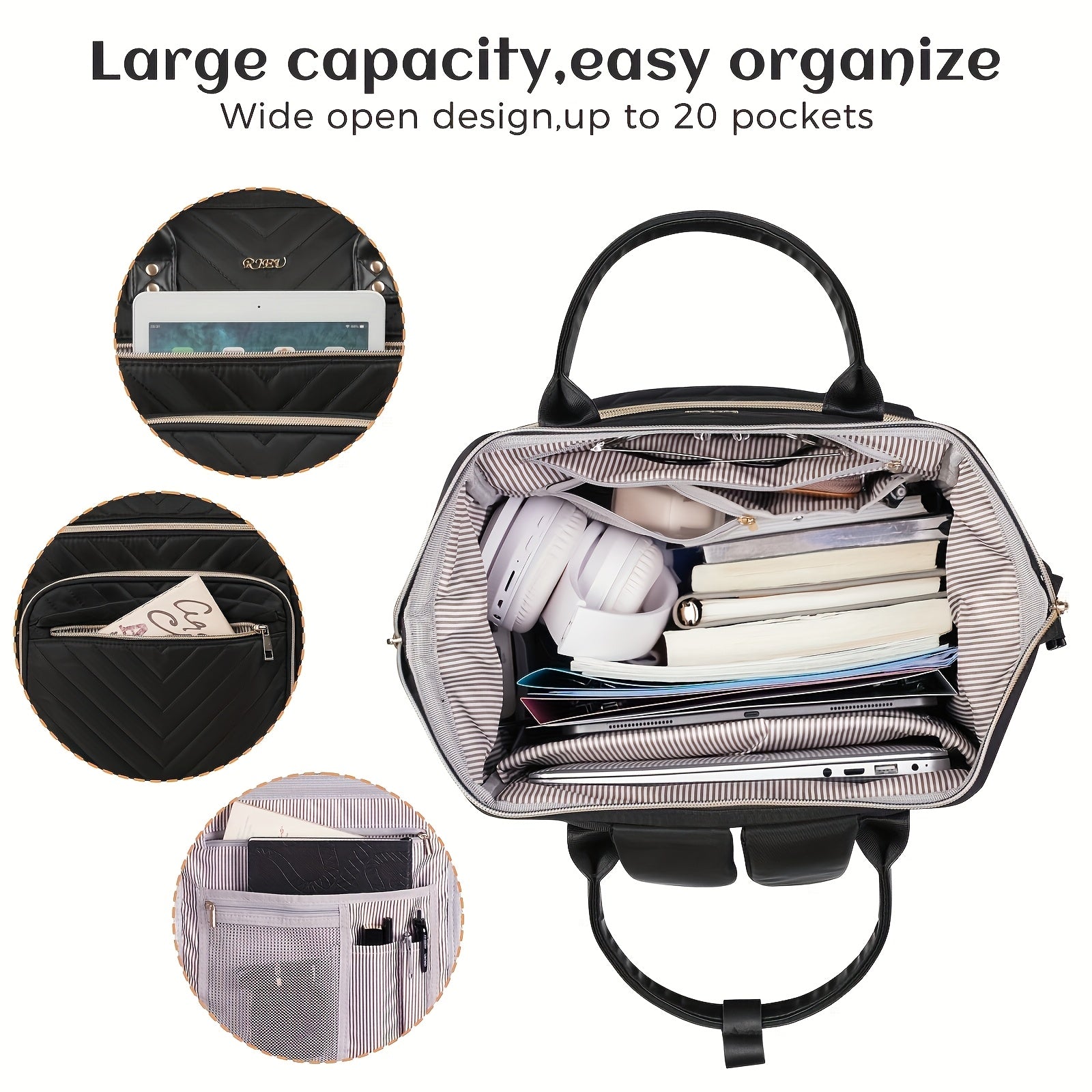 YAMTION High-Quality Women’s Laptop Backpack – Oxford Fabric, Soft-Shell, Multi-Compartment Bookbag for College, Travel & Office 👜