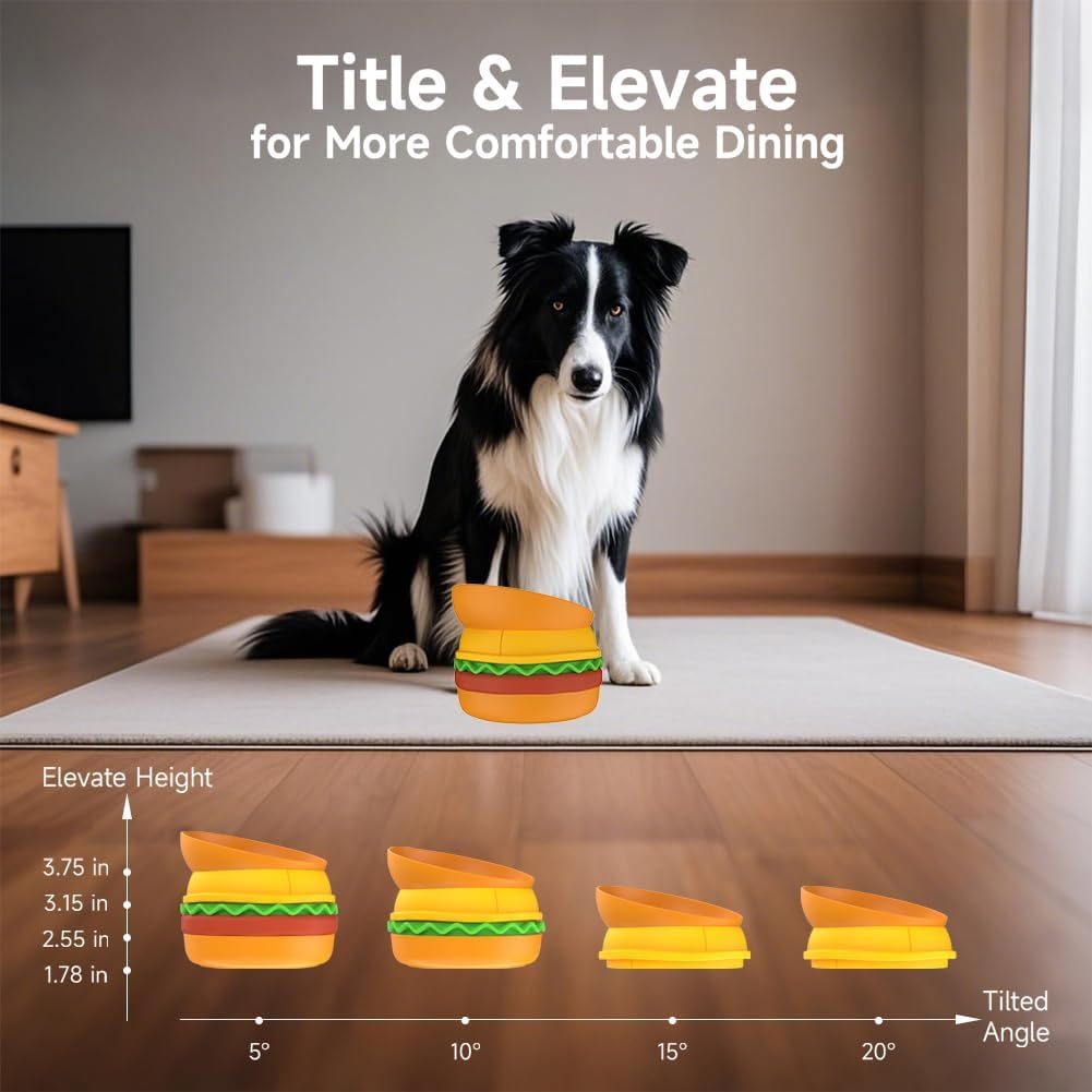 Hamburger Appearance Pet Cat & Dog Bowl – Multi-Layer 5-in-1 Feeding Bowl Set, Fun & Practical Design for Pets