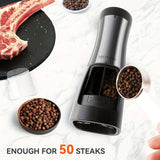 Rechargeable Electric Salt & Pepper Grinder Set with LED Light & Charging Base - PulinGO