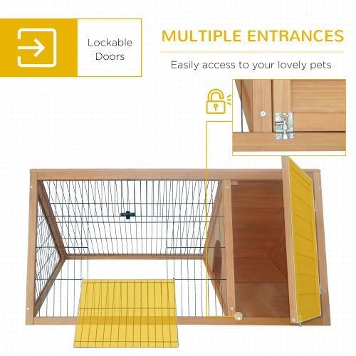 Wooden A-Frame Outdoor Rabbit Cage – Small Animal Hutch with Ramp, Weather-Resistant Roof & Secure Enclosure for Rabbits & Guinea Pigs