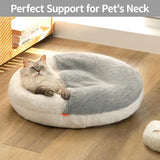 Mewoofun Enclosed Cat Bed Cave – 22"x22" Washable Pet Bed with Blanket & Non-Slip Base for Cats & Small Dogs