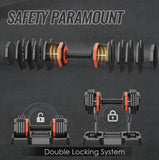 Adjustable Dumbbell Set 10-in-1 – Fast Adjust 55LB Free Weights with Turning Handle, Black Dumbbells for Men & Women Home Gym Workout