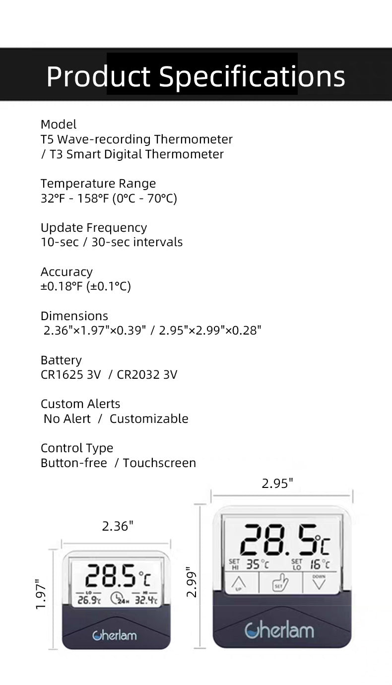 Cherlam LCD Thermometer – Digital Aquarium Temperature Monitor, Accurate Water Temperature Display for Fish Tanks