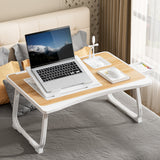Foldable Laptop Desk for Bed or Couch – Work-from-Bed Table with Cup Holder, Drawer & Adjustable Legs
